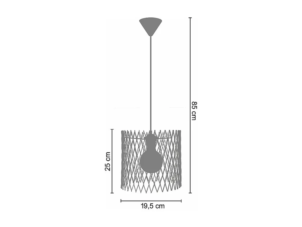 Suspensão TOSEL ASTER metal cilindro preto D19,5 x H85 cm