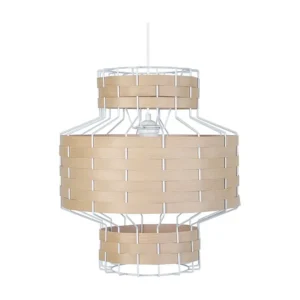 Suspensão TOSEL TRESSÉ BAGAN metal e madeira globo Carvalho D36 x H90 cm