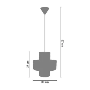 Suspensão TOSEL TRESSÉ MANDALAY B metal e madeira cilindro Madeira de carvalho D26 x H96 cm