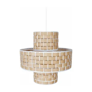 Suspensão TOSEL TRESSÉ MANDALAY B metal e madeira cilindro madeira D26 x H96 cm