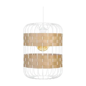 Suspensão TOSEL TRESSÉ MINDAT metal e madeira cilindro Madeira de carvalho D37 x H100 cm