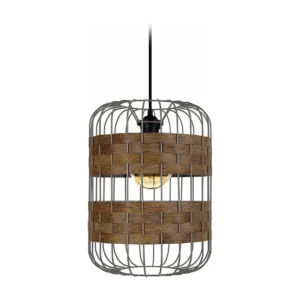 Suspensão TOSEL TRESSÉ MINDAT metal e madeira cilindro Madeira de faia D25 x H85 cm
