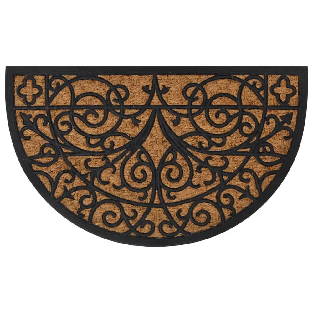 Tapete de porta semicircular 45x75 cm borracha e fibra de coco com Base de Borracha
