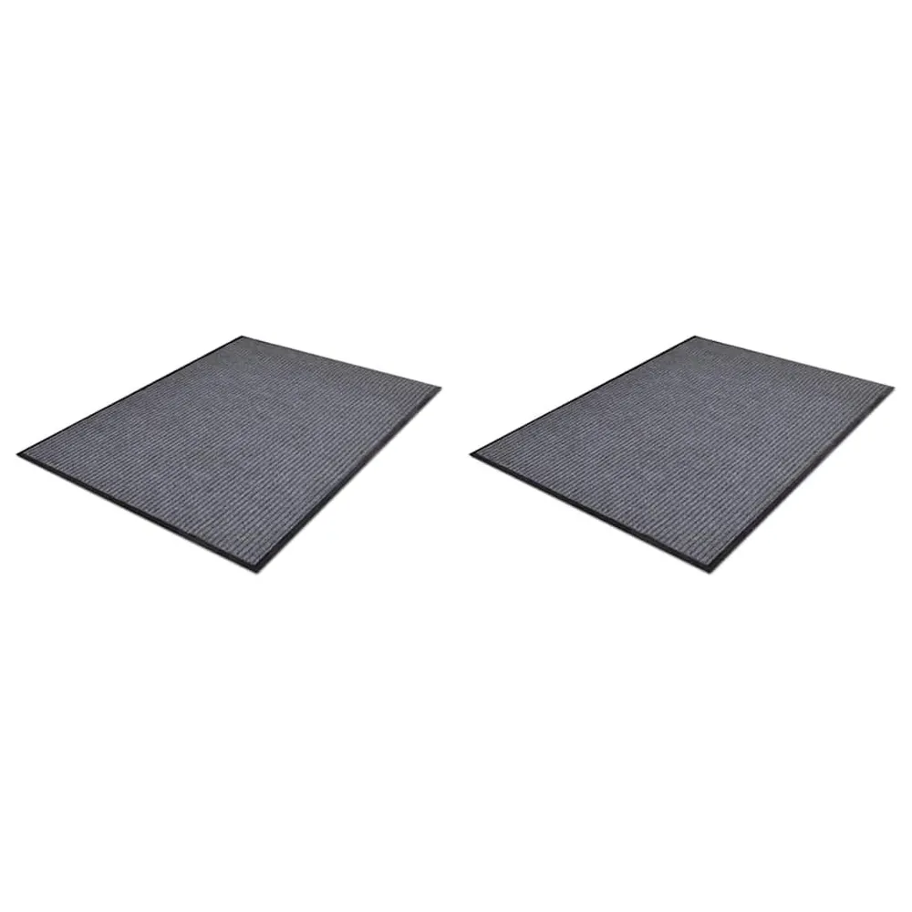 Tapetes de porta PVC 2 pcs 90x60 cm cinzento - Impermeável e Antimanchas