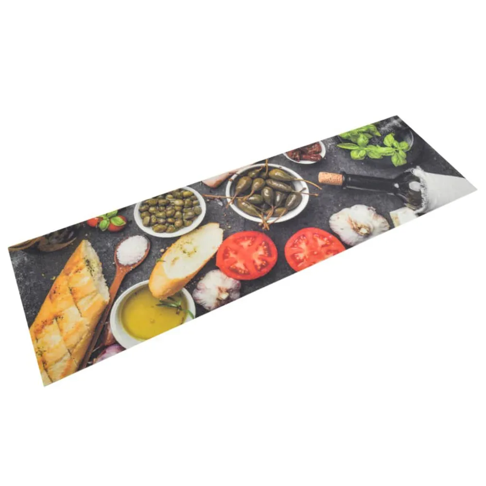 Tapete de cozinha lavável 45x150 cm veludo padrão vinho/jantar vidaXL
