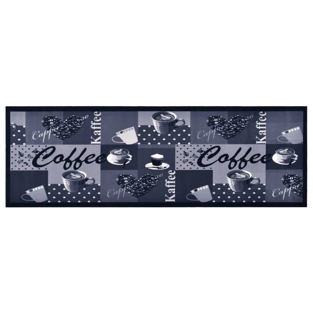 Tapete de cozinha lavável com design café 60x180 cm azul vidaXL