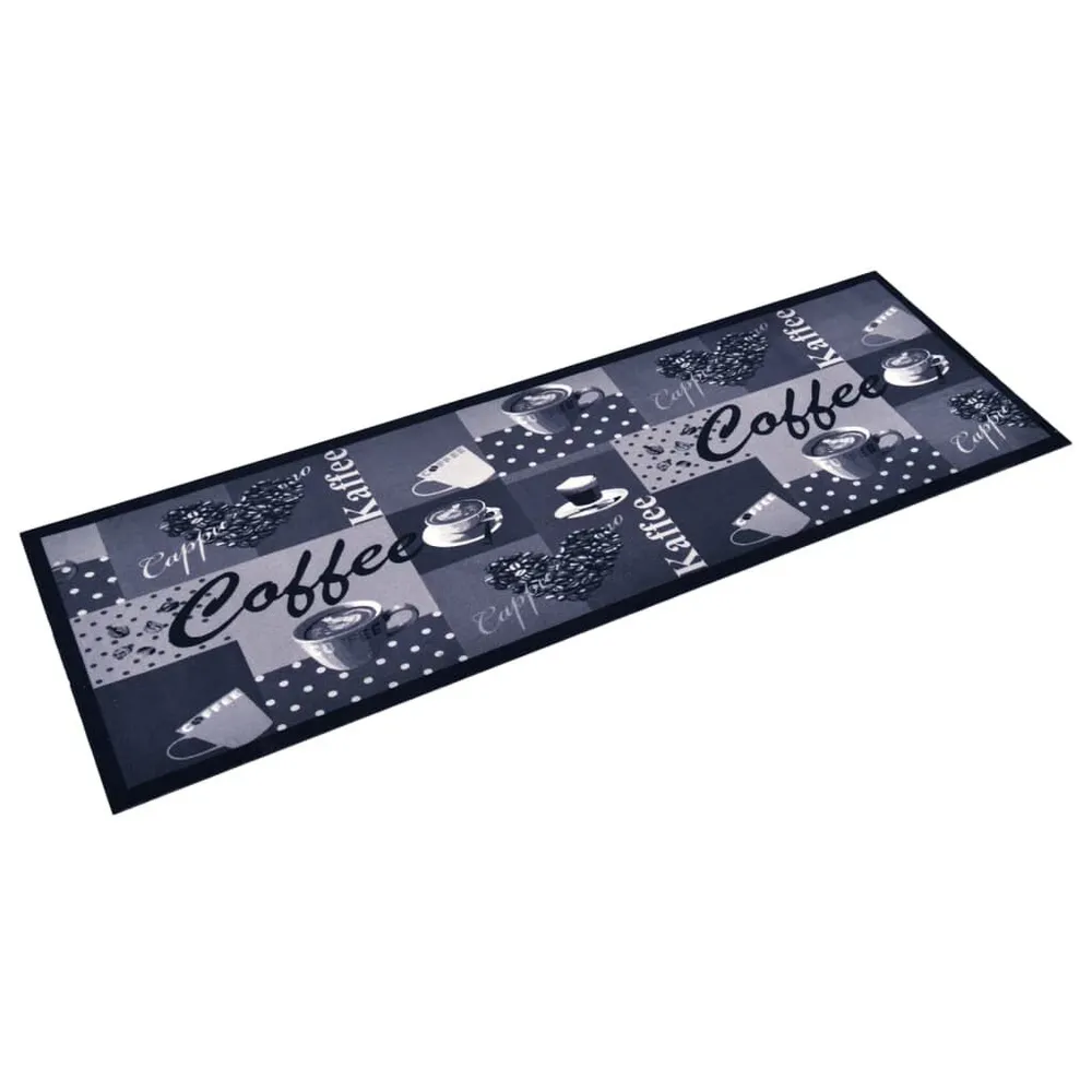 Tapete de cozinha lavável com design café 60x180 cm azul vidaXL
