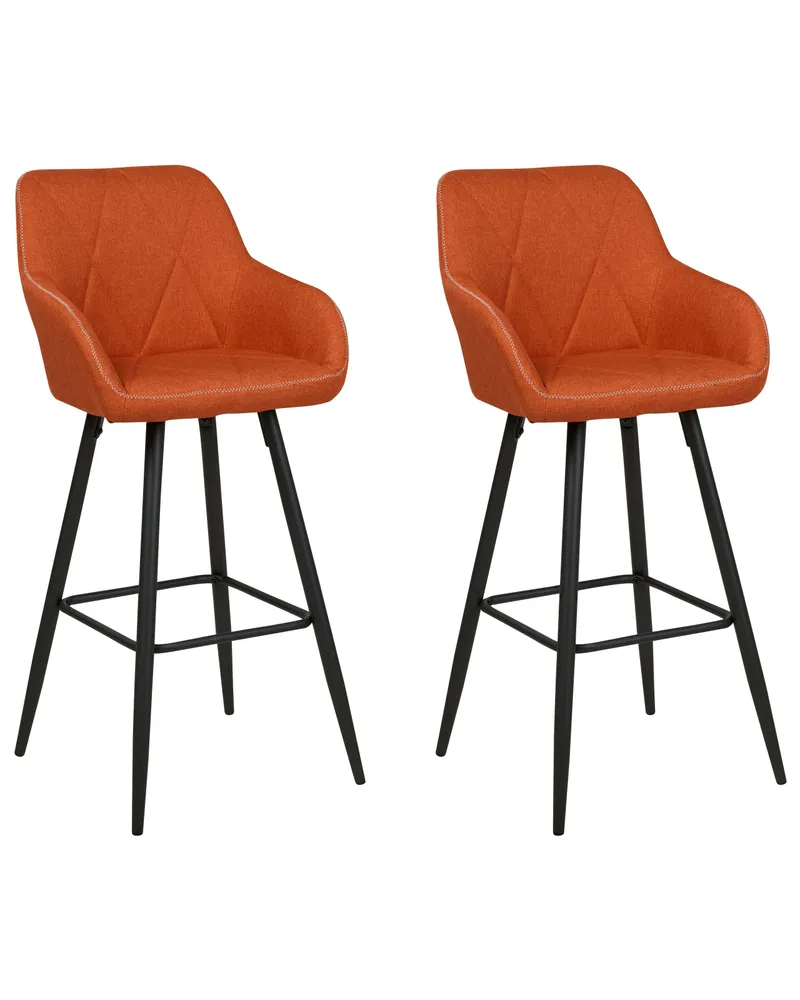 Bar Chair Set 2 Fabric Laranja DARIEN