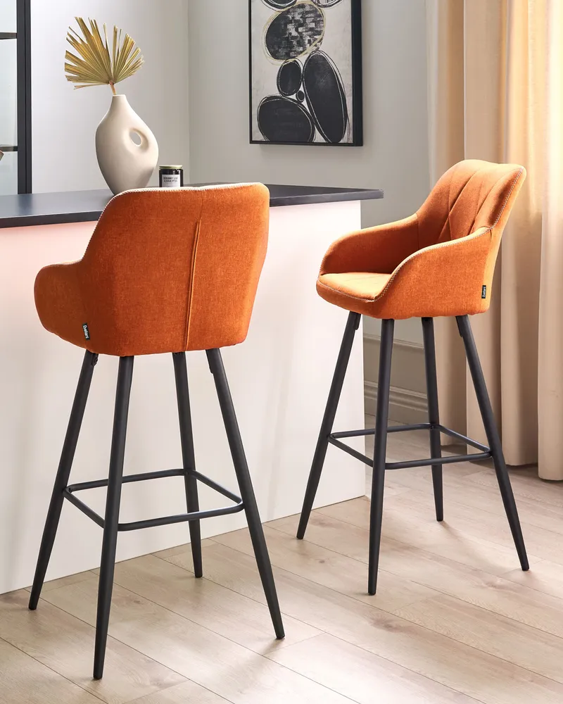 Bar Chair Set 2 Fabric Laranja DARIEN