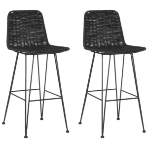 Bar Chair Set 2 Rattan Negro CASSITA