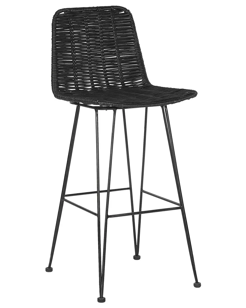 Bar Chair Set 2 Rattan Negro CASSITA