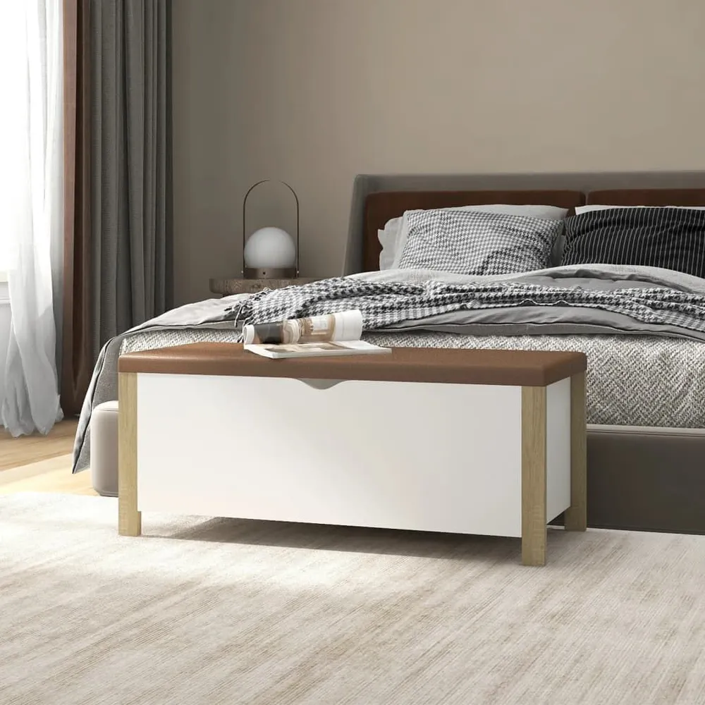 Cabide para Secar Caixa arrumação com almofadão contrap. 105x40x45cm branco/sonoma