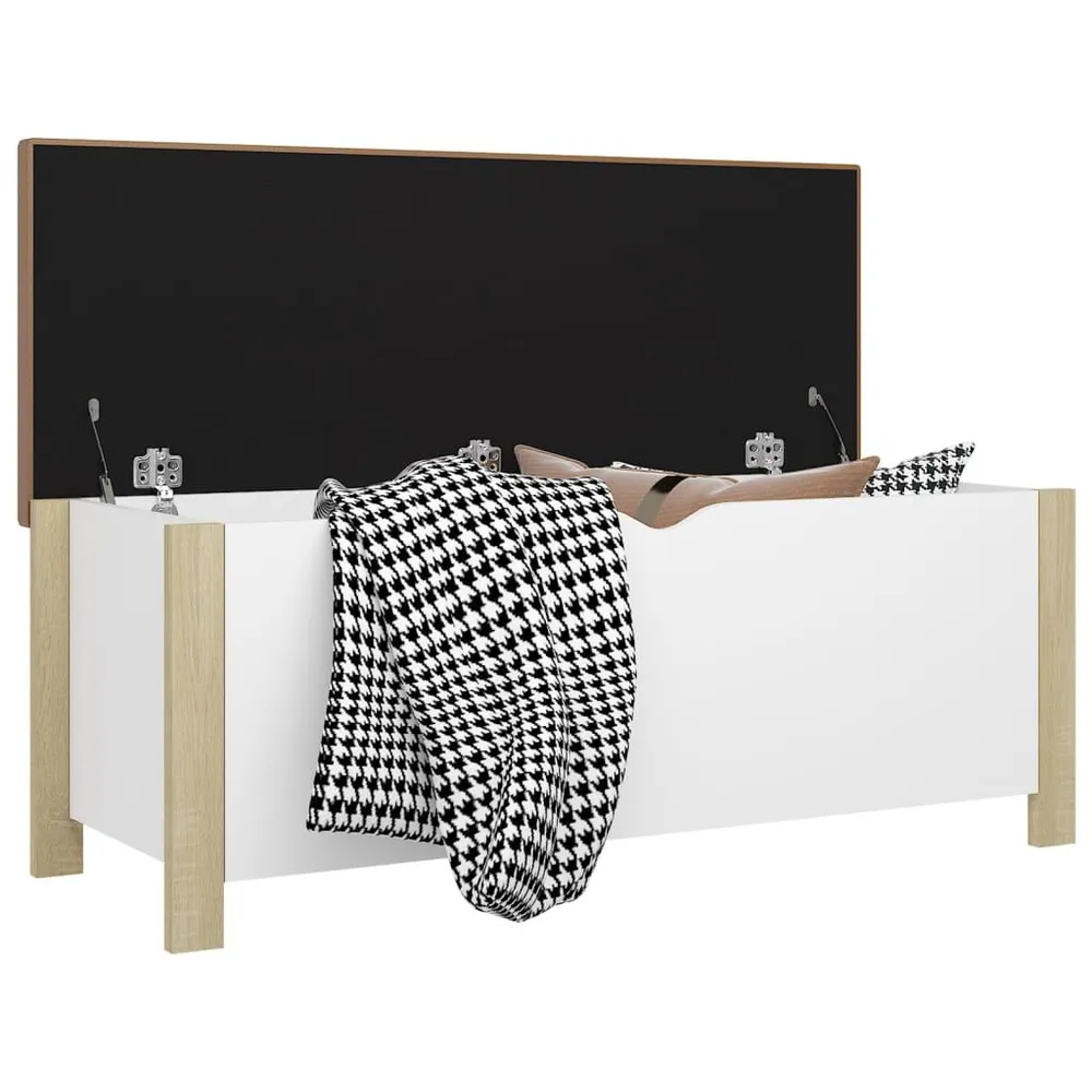 Cabide para Secar Caixa arrumação com almofadão contrap. 105x40x45cm branco/sonoma