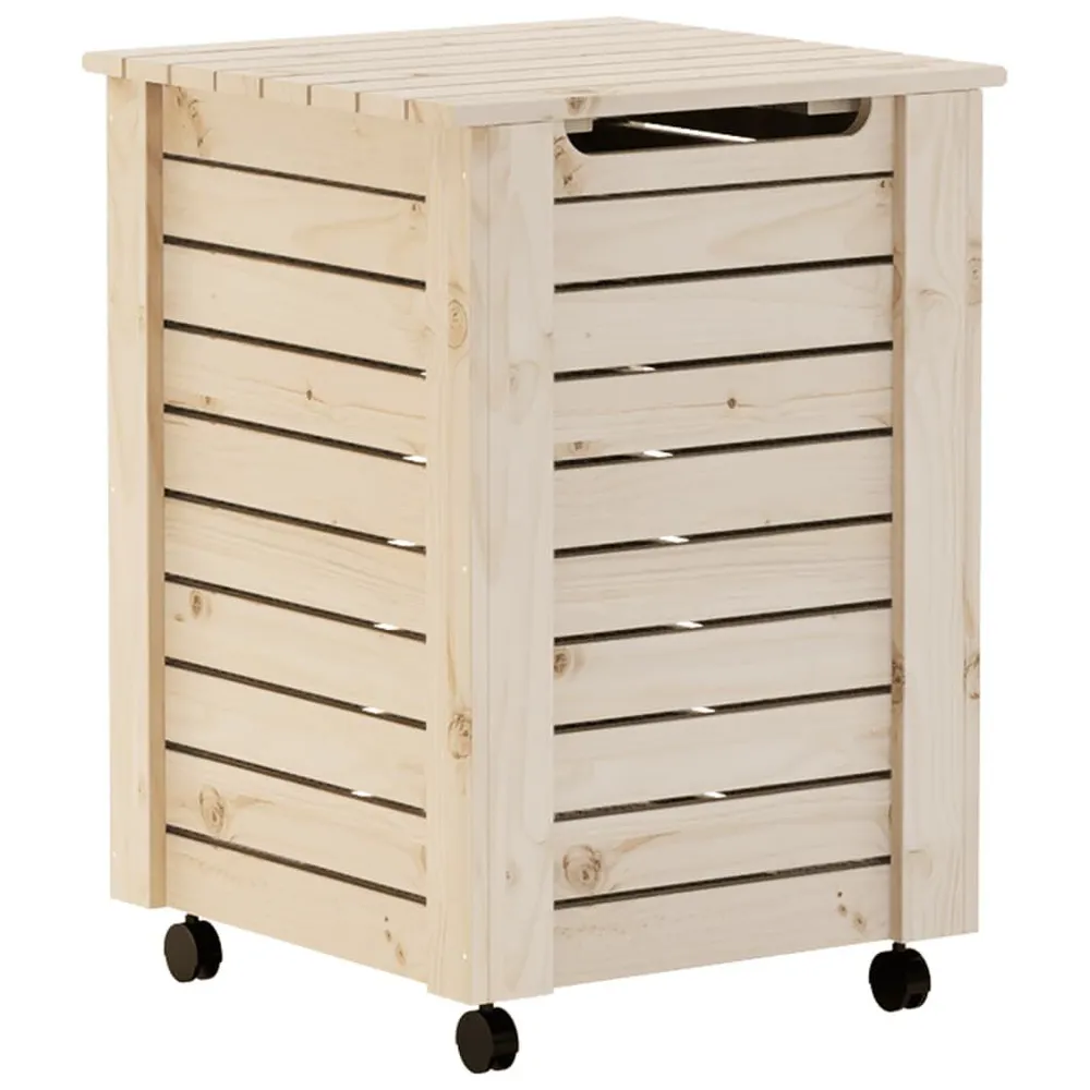 Cesto de roupa com rodas RANA 45x45x64 cm pinho maciço com Garantia de 1 Ano