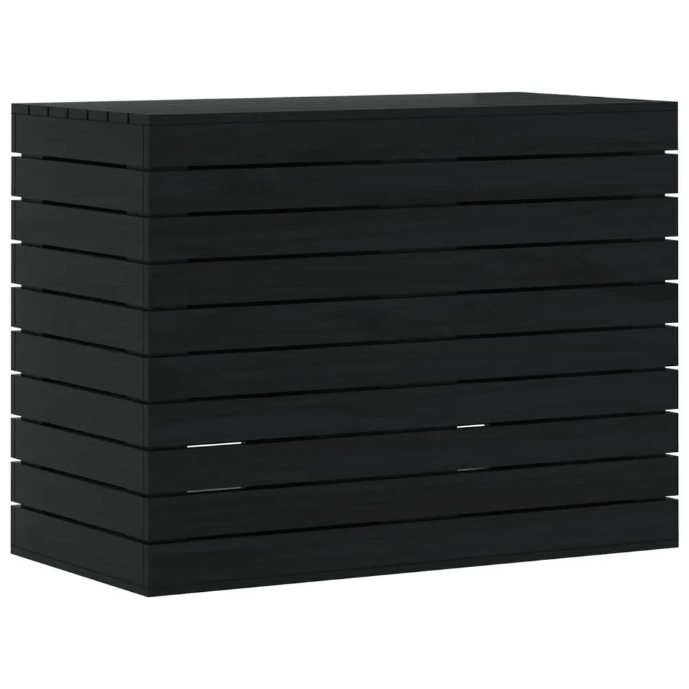 Cesto de roupa suja 88,5x44x66 cm madeira de pinho maciç preto com Tampas