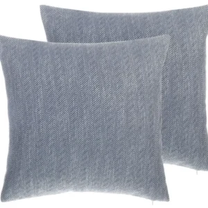 Set 2 Cushions Chevron Pattern 45 x 45 cm Grey LUPINE