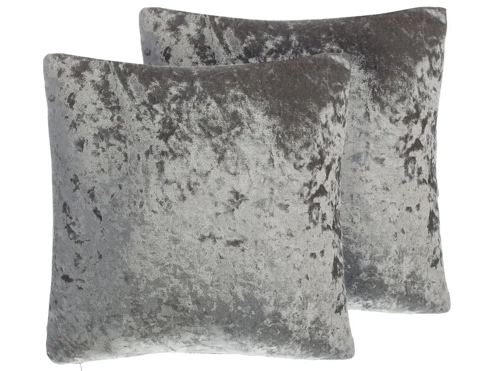 Set 2 Flanela Cushions 45 x 45 Grey HOSTA
