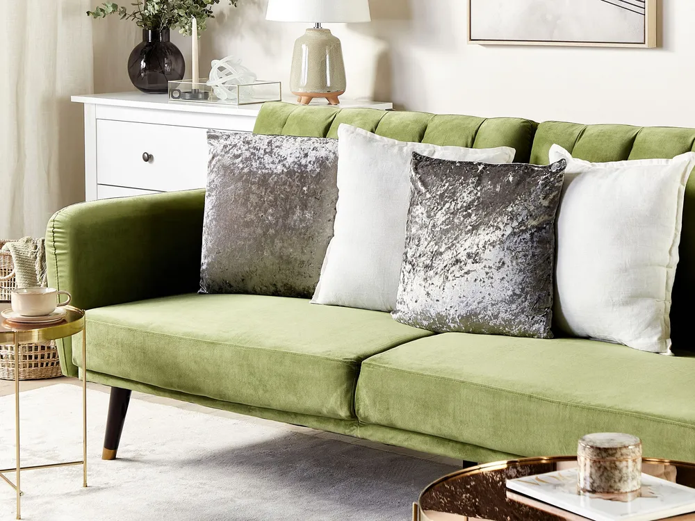 Set 2 Flanela Cushions 45 x 45 Grey HOSTA