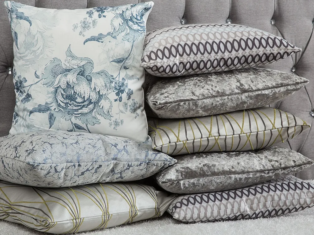 Set 2 Flanela Cushions 45 x 45 Grey HOSTA