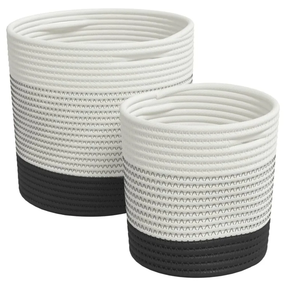 Premium Resistente à Umidade Cestos de arrumação 2 pcs algodão branco e preto