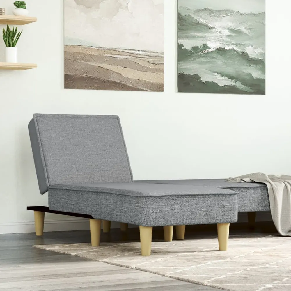 Chaise longue tecido cinzento-claro Couro Ecológico