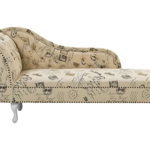 Chaise-longue à esquerda em tecido creme com habitual floral NIMES