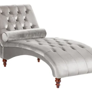 Chaise-longue em veludo cinzento óbvio MURET com 3 Portas de Correr