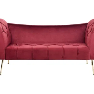 Chaise-longue em veludo vermelho sombrio NANTILLY