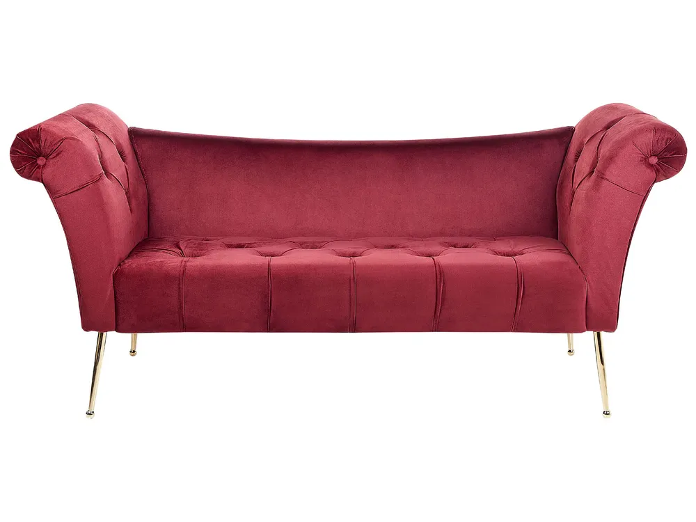 Chaise-longue em veludo vermelho sombrio NANTILLY