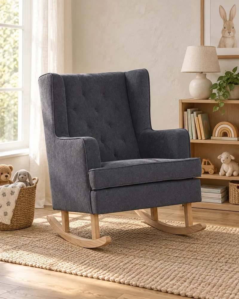 Rocking Chair TRONDHEIM Fabric Dark Grey