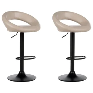 Swivel Stool Swivel Set 2 Faux Material couro Light Beige PEORIA