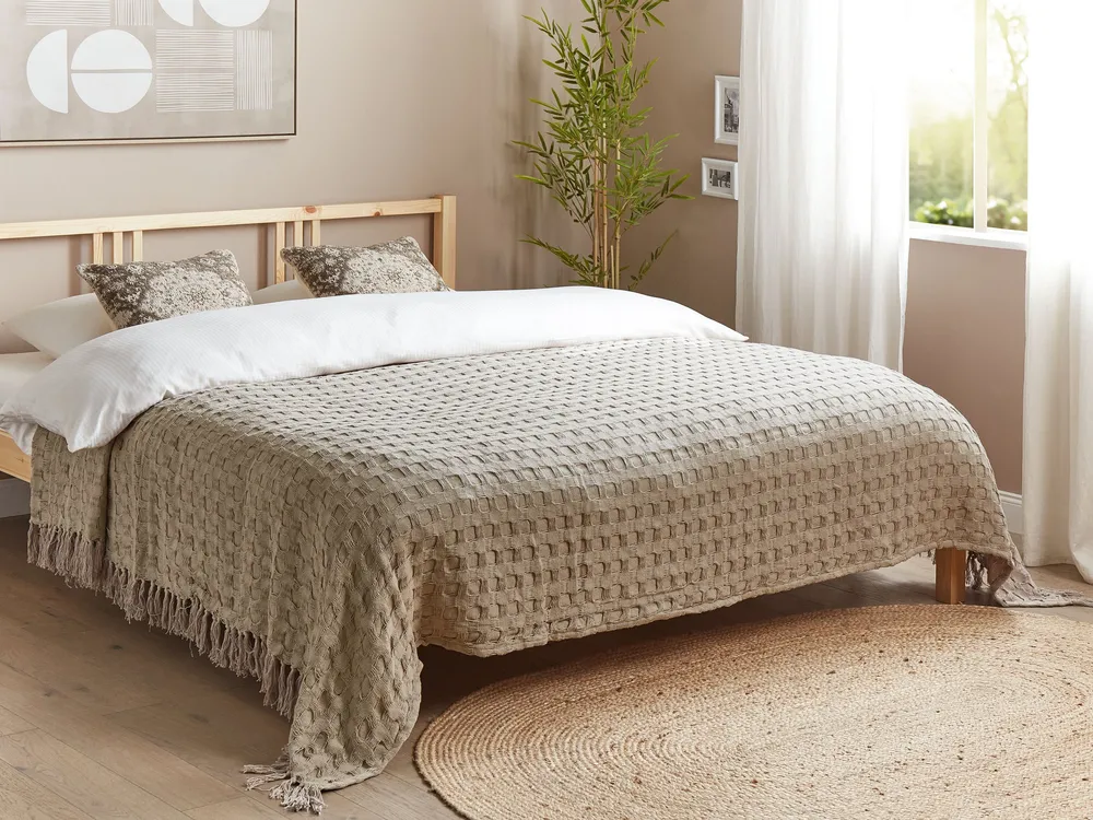 Colcha BERE Algodão 220 x 240 cm Taupe com Certificação Oeko-Tex