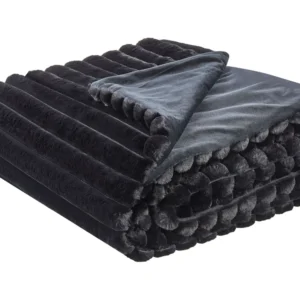 Colcha RAKYA Imitação de pele 150 x 200 cm Preto com Certificação Oeko-Tex