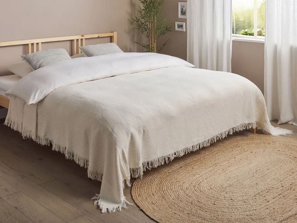 Colcha YERBENT Algodão 220 x 240 cm Branco creme compatible Cama de Solteiro
