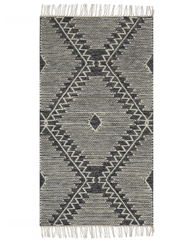 De algodão Area Rug 80 x 150 cm Black and White ARBAA