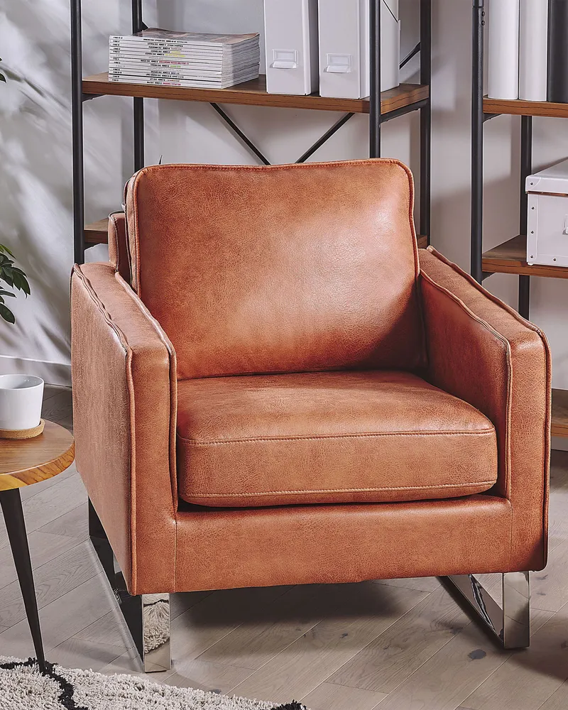 Armchair VIND Faux Leather Golden Café