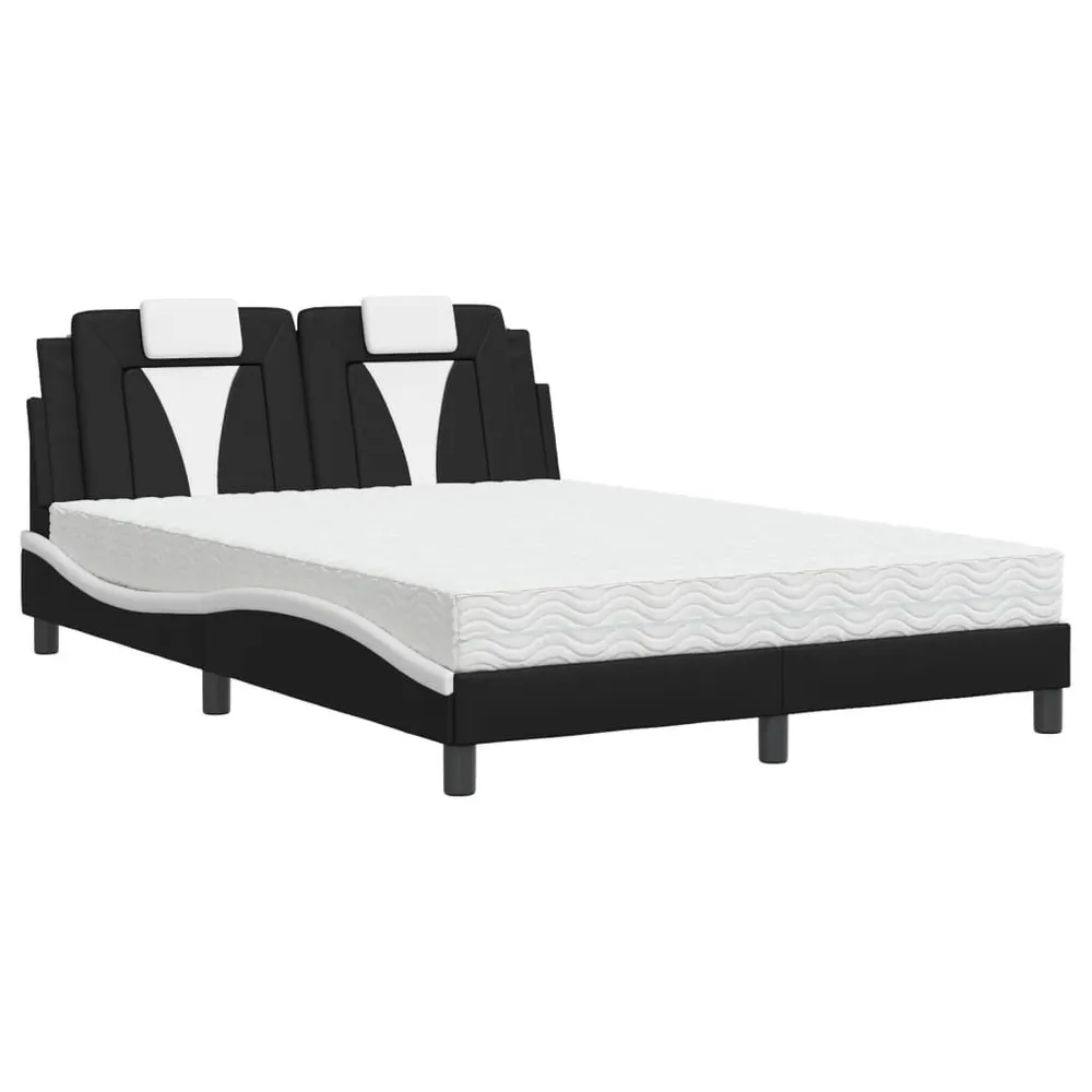 Cama com colchão 140x200 cm couro artificial preto e branco para Festas do Pijama