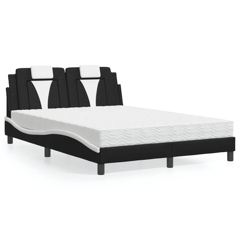 Cama com colchão 140x200 cm couro artificial preto e branco para Festas do Pijama