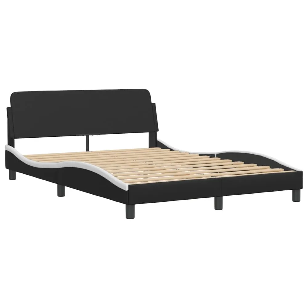 Cama com colchão 140x200 cm couro artificial preto e branco para Festas do Pijama