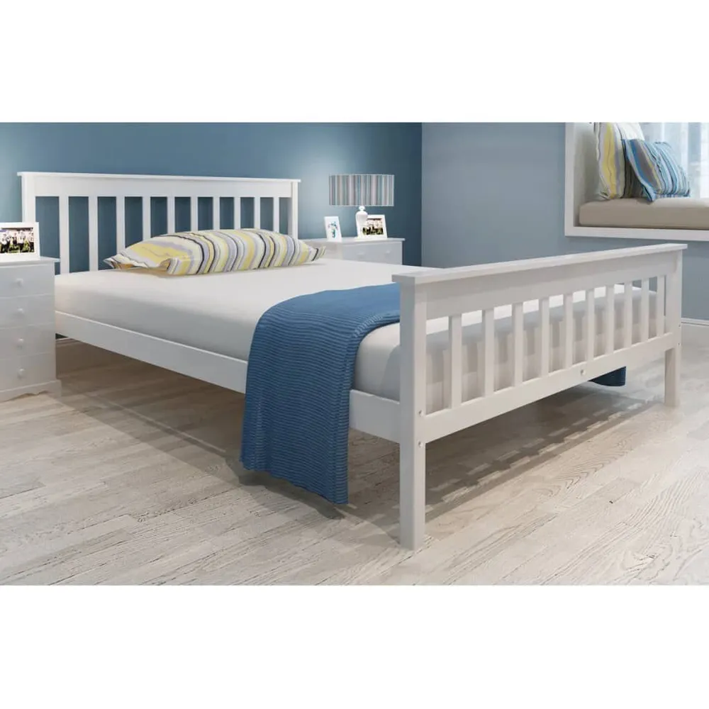 Cama com colchão 140x200 cm madeira de pinho maciç | Inflação Rápida |