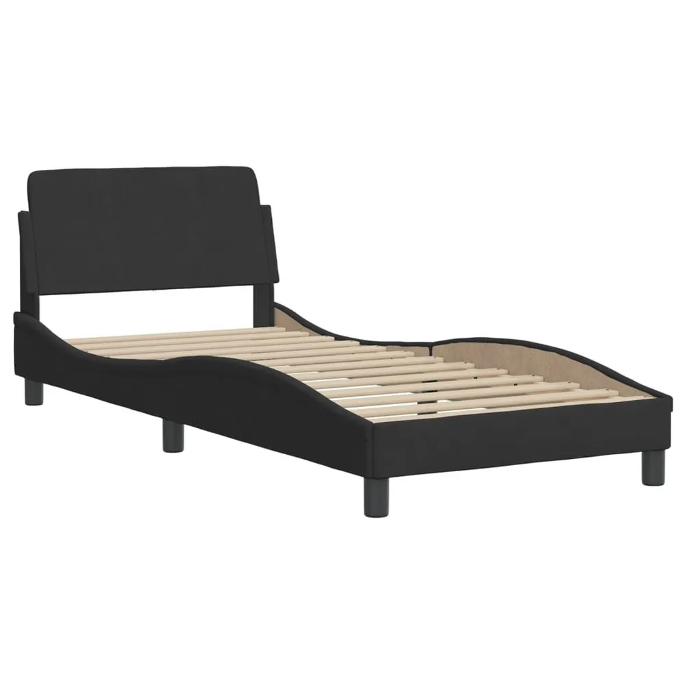 Cama com colchão 90x190 cm veludo preto | Inflação Rápida |