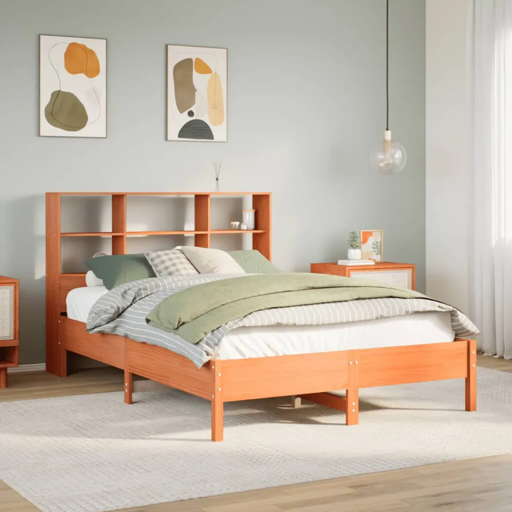 Cama com estante sem colchão 135x190 cm pinho maciço com Bomba Elétrica Inclusa