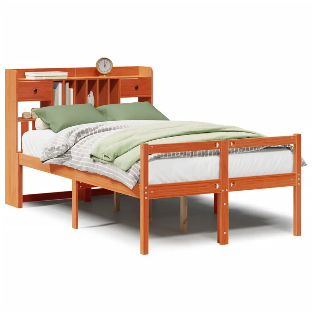 Cama com estante sem colchão 135x190 cm pinho maciço para Adultos até 120kg