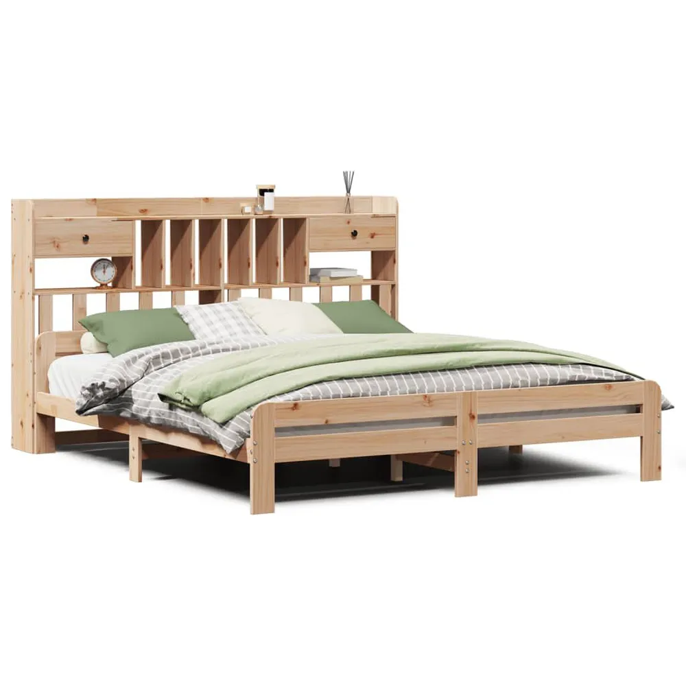 Cama com estante sem colchão 135x190 cm pinho maciço Altura 20 cm
