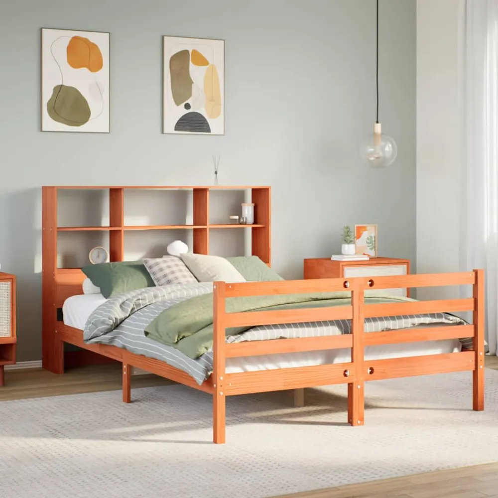 Cama com estante sem colchão 135x190 cm madeira maciç para Visitas Inesperadas