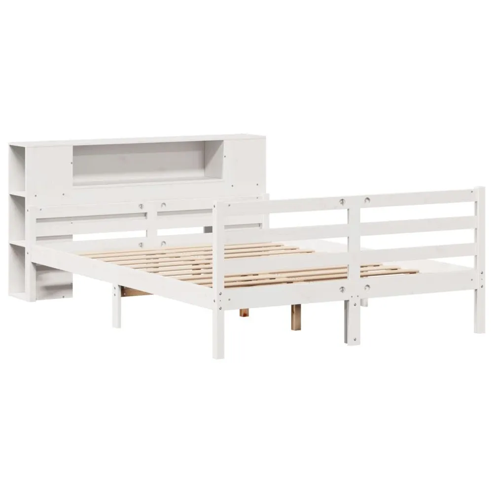 Cama com estante sem colchão 135x190 cm pinho maciço branco para Camping e Trilhas