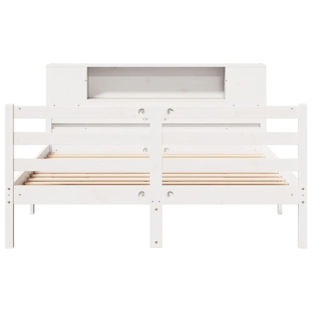 Cama com estante sem colchão 135x190 cm pinho maciço branco para Camping e Trilhas