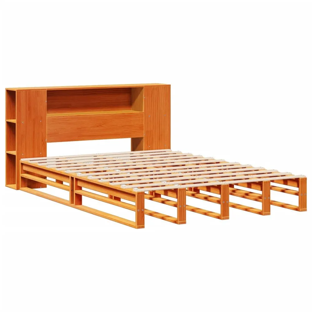 Cama com estante sem colchão 140x200 cm madeira maciç Altura 20 cm