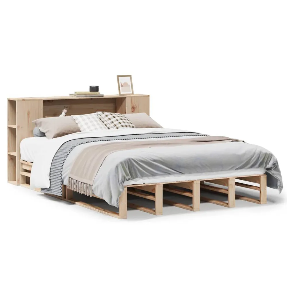 Cama com estante sem colchão 160x200 cm madeira maciç Altura 20 cm