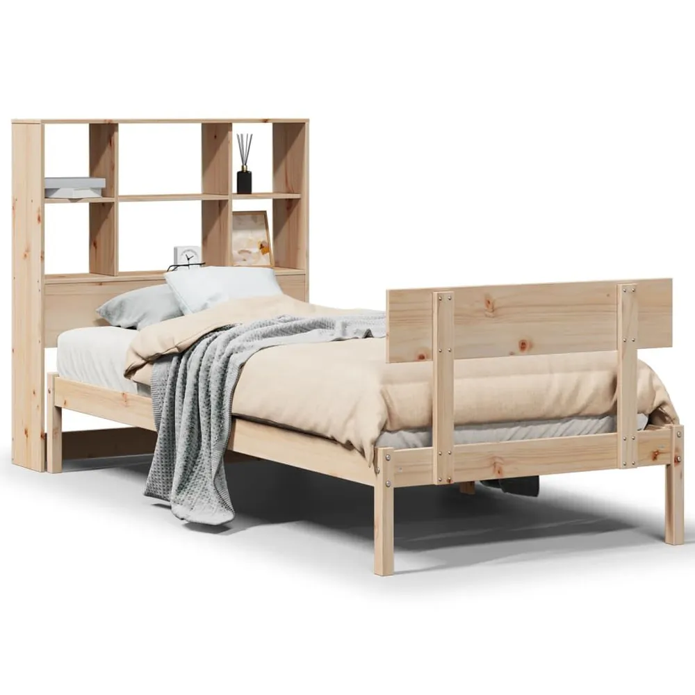 Cama com estante sem colchão 75x190 cm pinho maciço Tamanho Queen Size